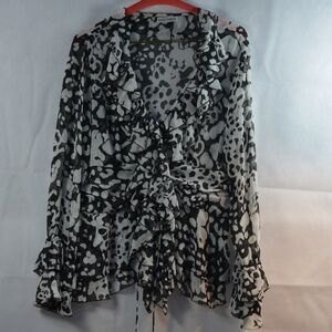 Chiffon Long Sleeve Kaelyn & Max  Frilly Blouse SZ L/XL